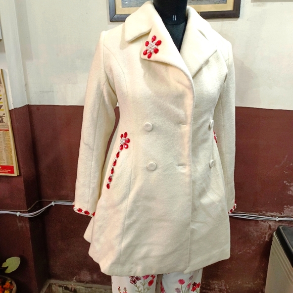 korea Jackets & Blazers - Off white embroidery long coat